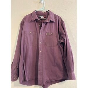 Wrangler RIGGS Workwear Mens Long Sleeve Button Down Shirt Purple Cotton XL